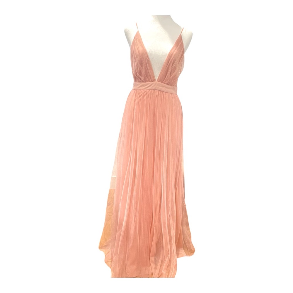 WINDSOR DUSTY PINK Maxi Dress W/ Cross Over Straps